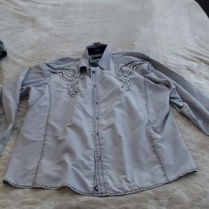 Roar Gray Casual Button Down Shirt